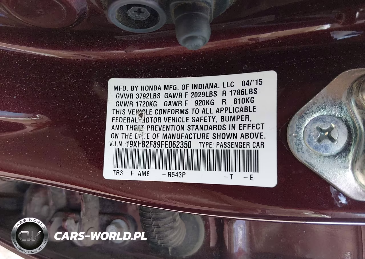 2015 Honda Civic Ex VIN:19XFB2F89FE062350 - 9