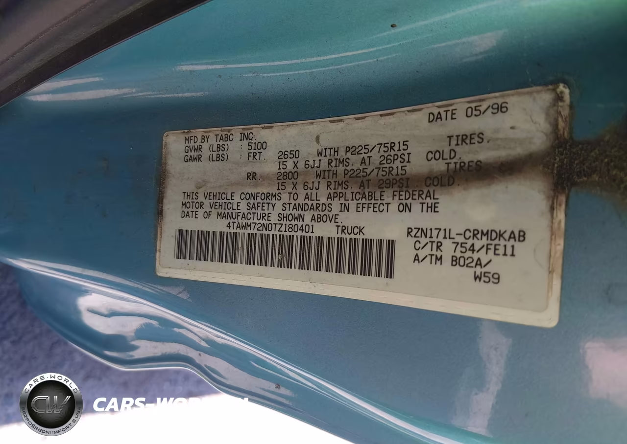 1996 Toyota Tacoma Xtracab VIN:4TAWM72N0TZ180401 - 9