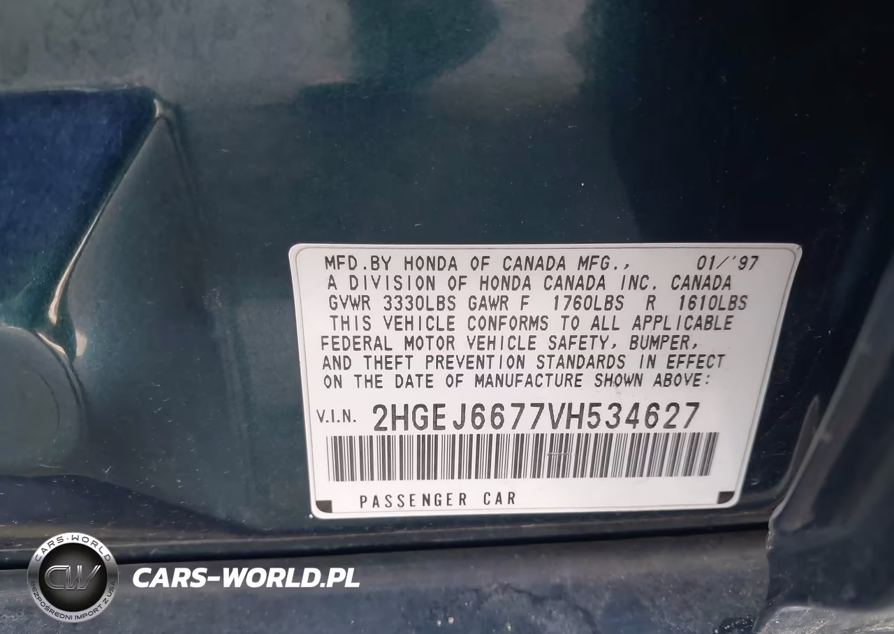 1997 Honda Civic Lx VIN:2HGEJ6677VH534627 - 9