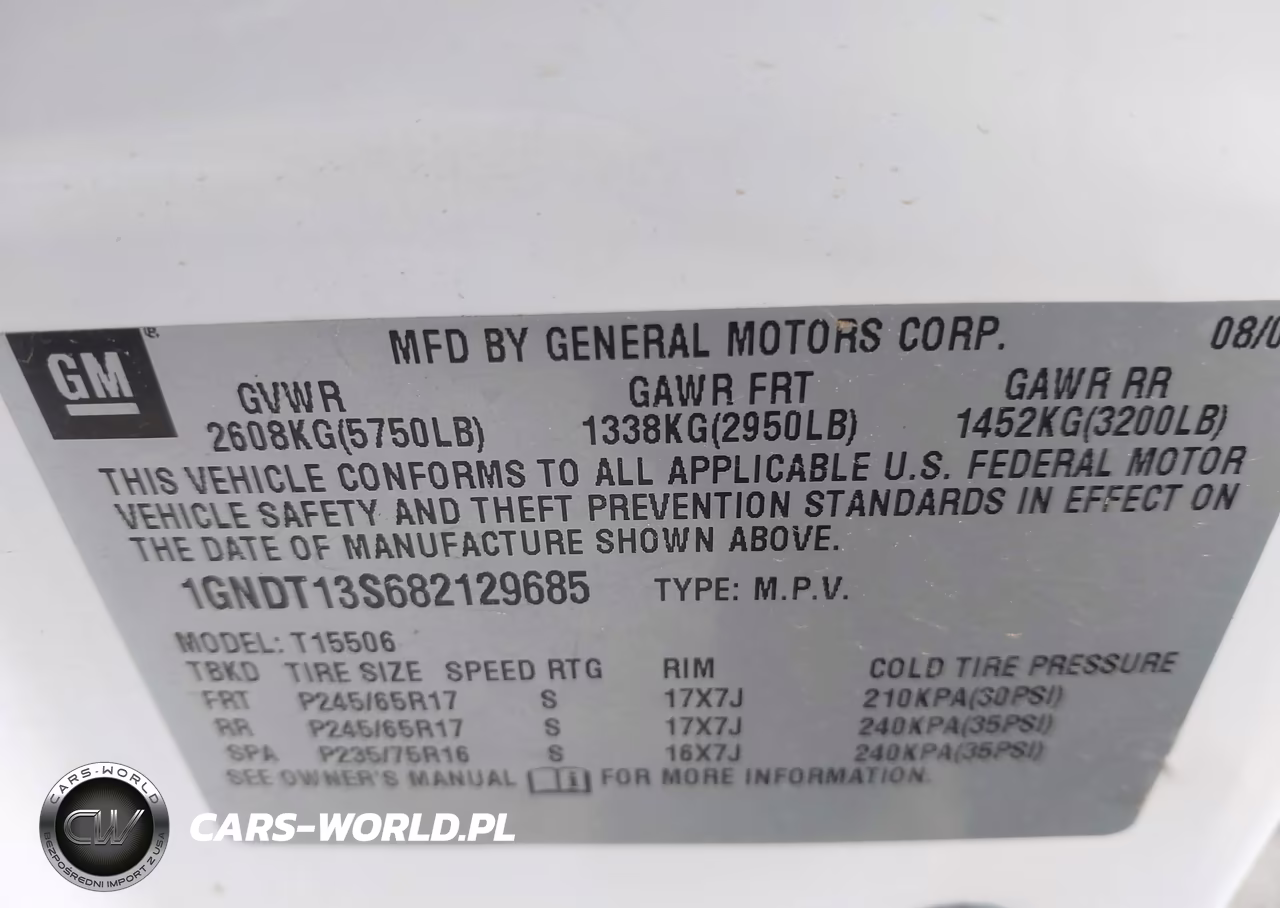 2008 Chevrolet Trailblazer Fleet VIN:1GNDT13S682129685 - 9