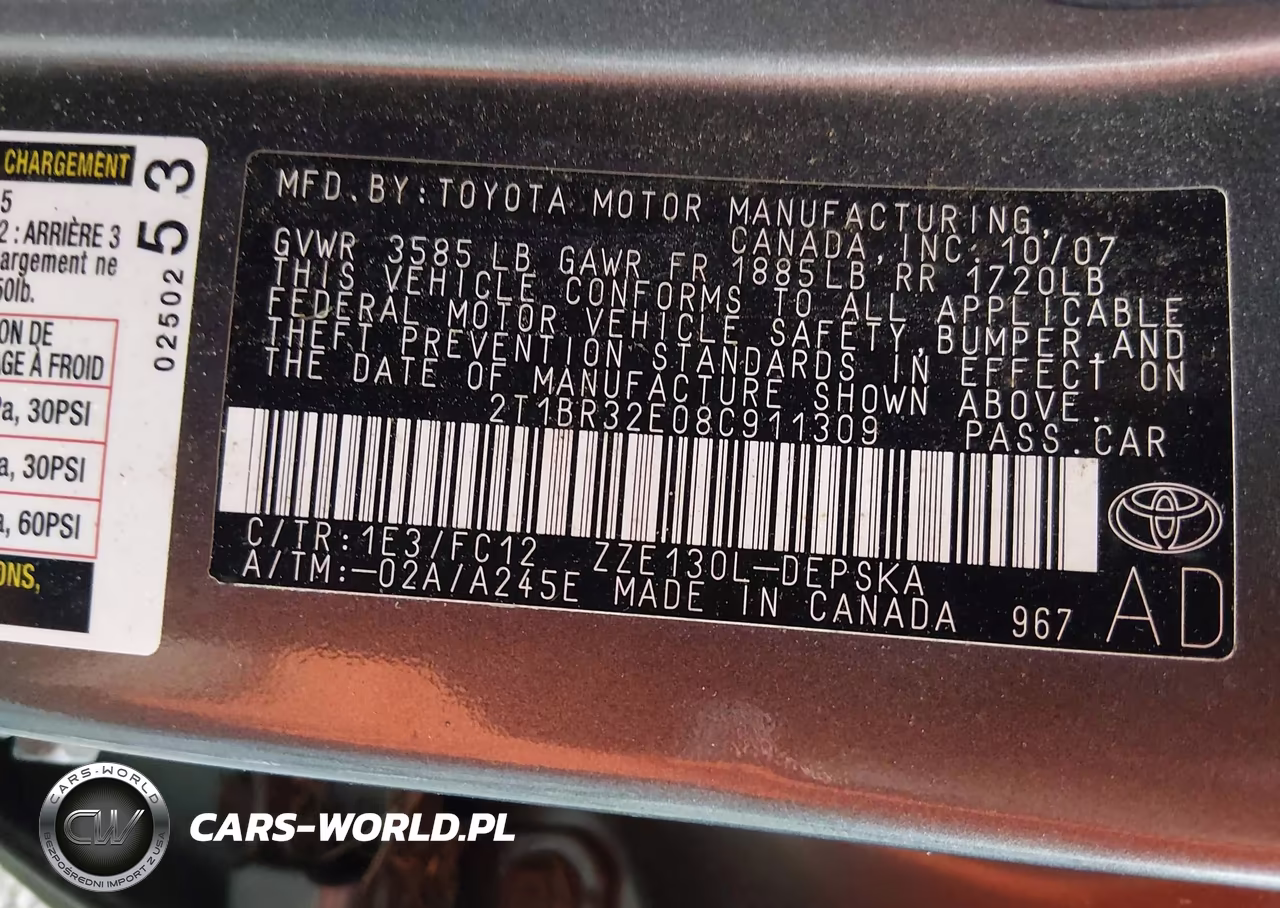 2008 Toyota Corolla S VIN:2T1BR32E08C911309 - 9
