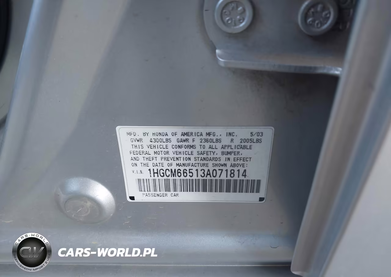 2003 Honda Accord 3.0 Ex VIN:1HGCM66513A071814 - 9