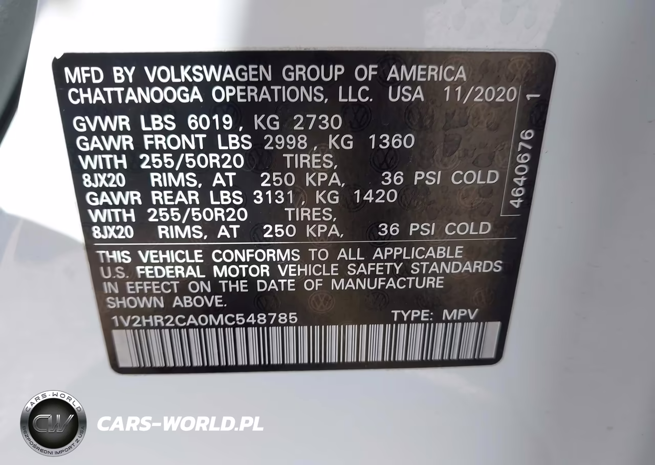 2021 Volkswagen Atlas 3.6L V6 Se W-Technology VIN:1V2HR2CA0MC548785 - 9