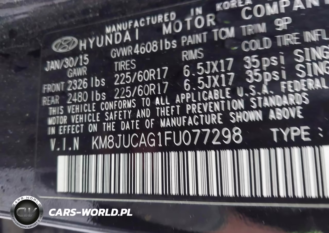 2015 Hyundai Tucson Se VIN:KM8JUCAG1FU077298 - 9
