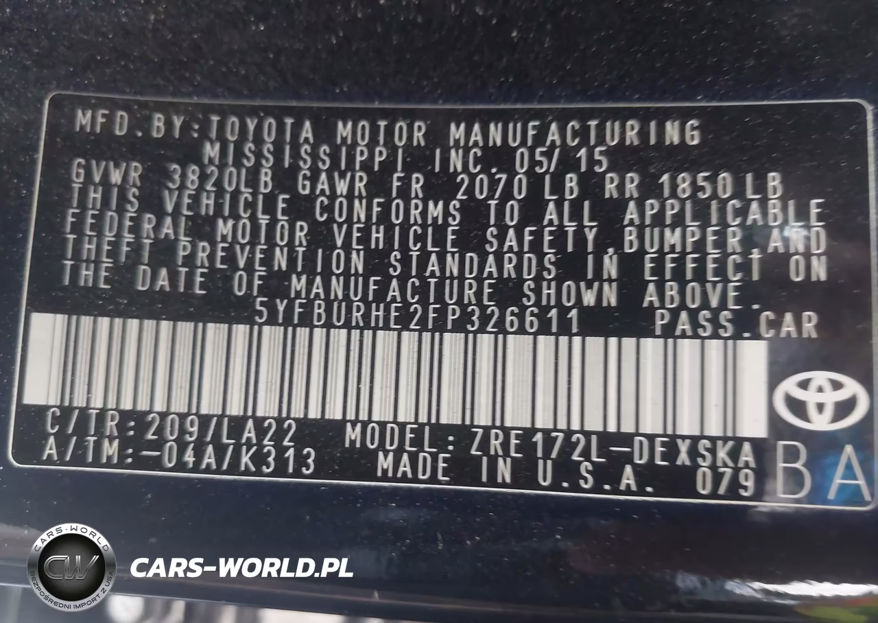 2015 Toyota Corolla S Premium VIN:5YFBURHE2FP326611 - 9