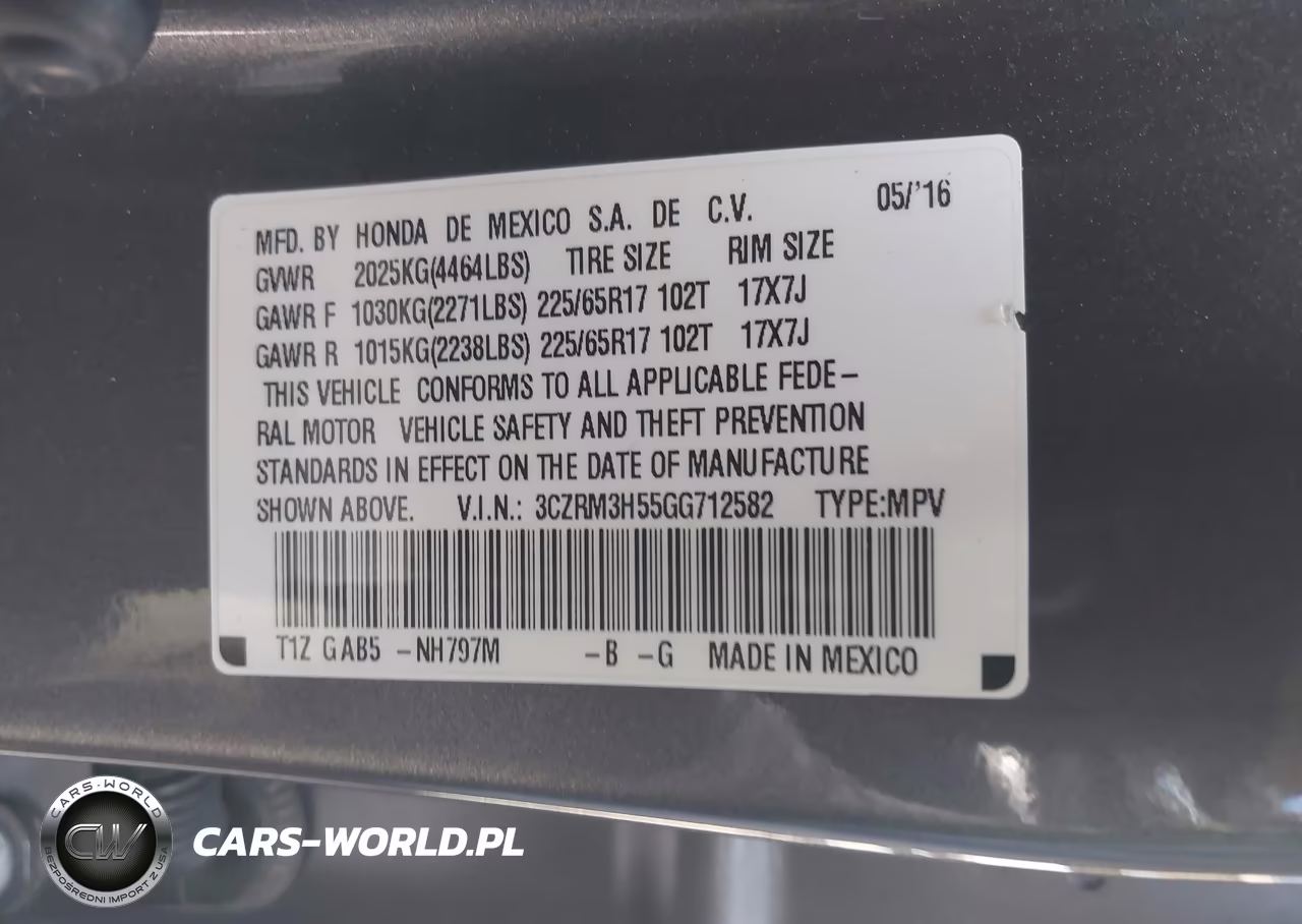 2016 Honda Cr-V Ex VIN:3CZRM3H55GG712582 - 9