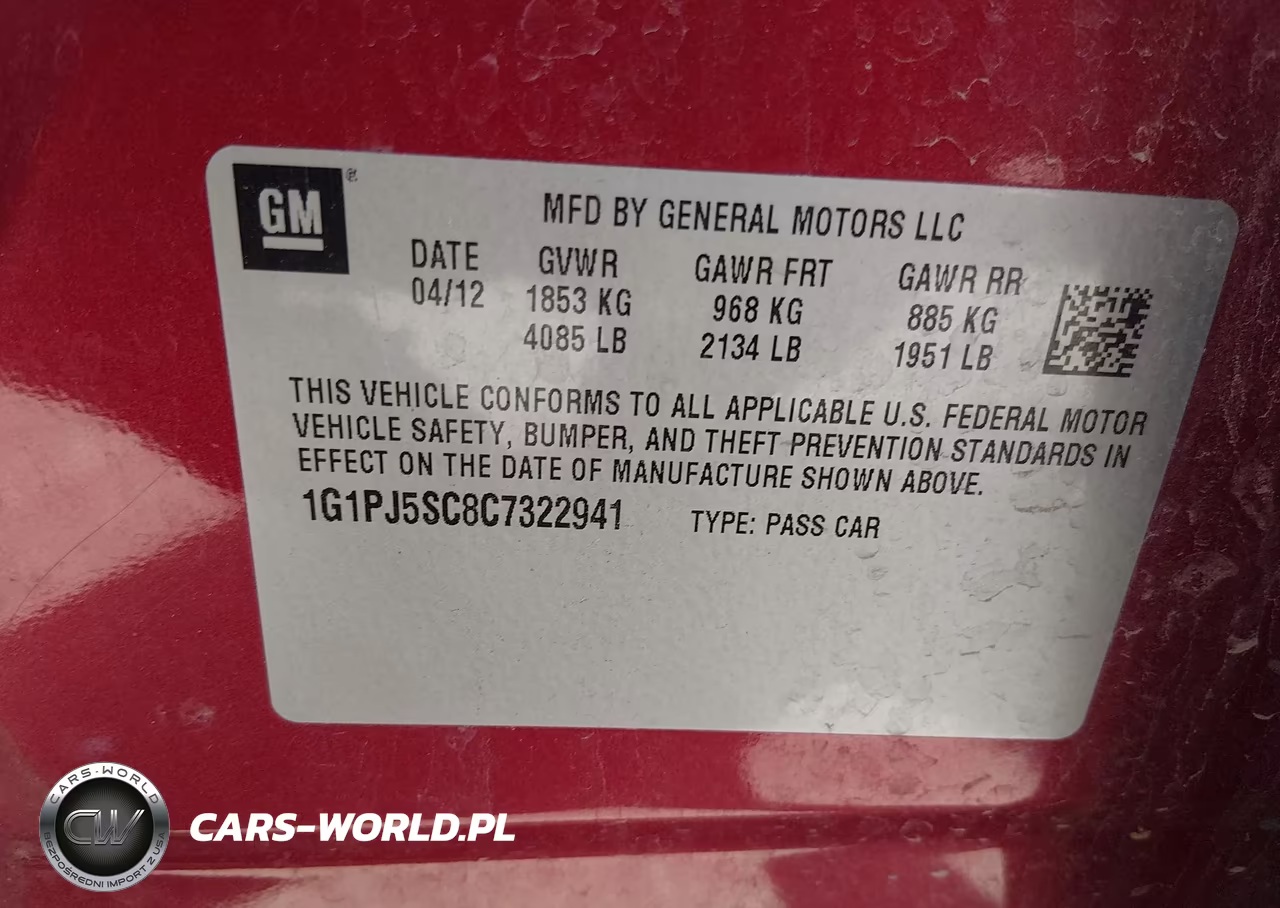 2012 Chevrolet Cruze Eco VIN:1G1PJ5SC8C7322941 - 9