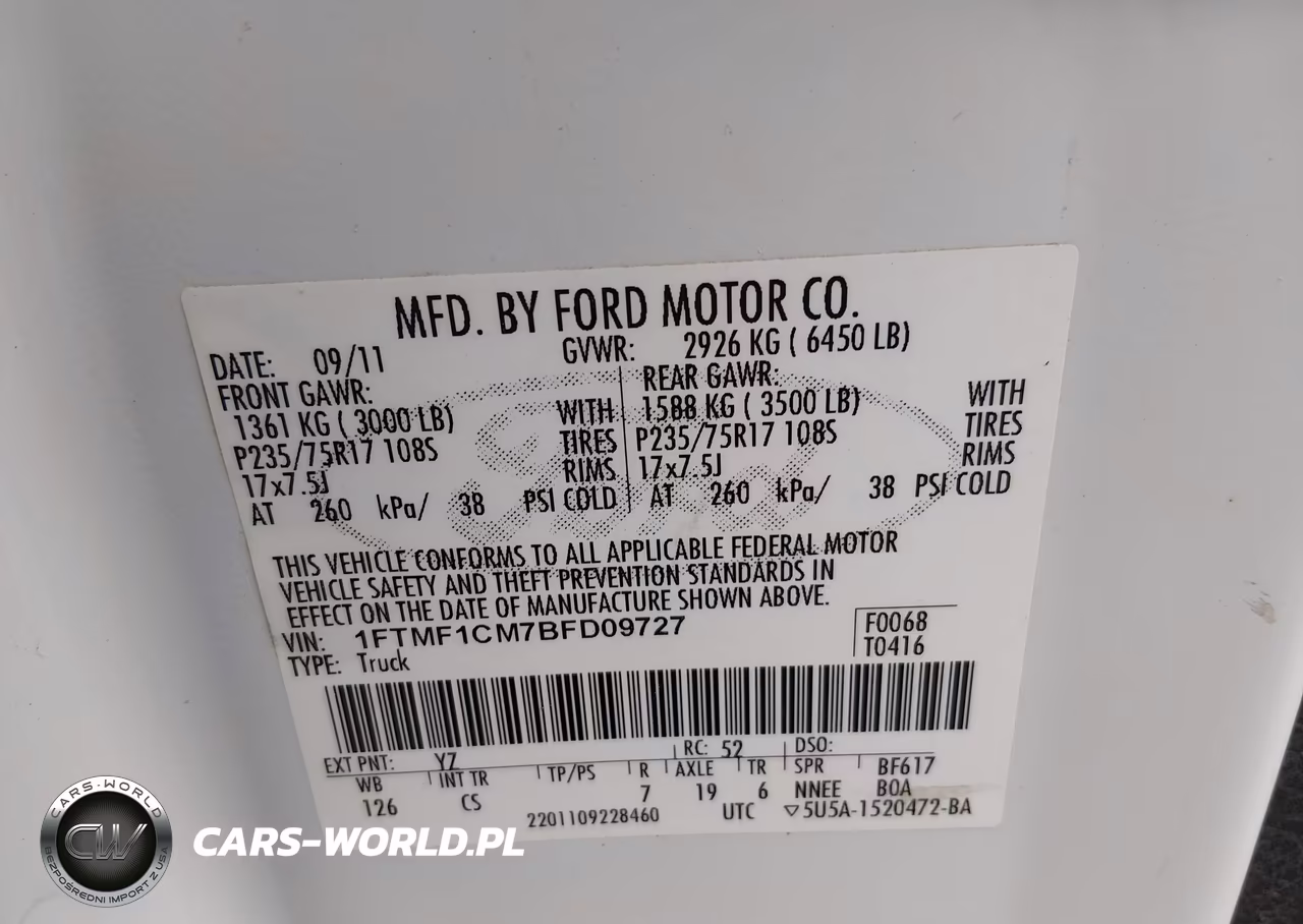 2011 Ford F-150 Xl VIN:1FTMF1CM7BFD09727 - 9