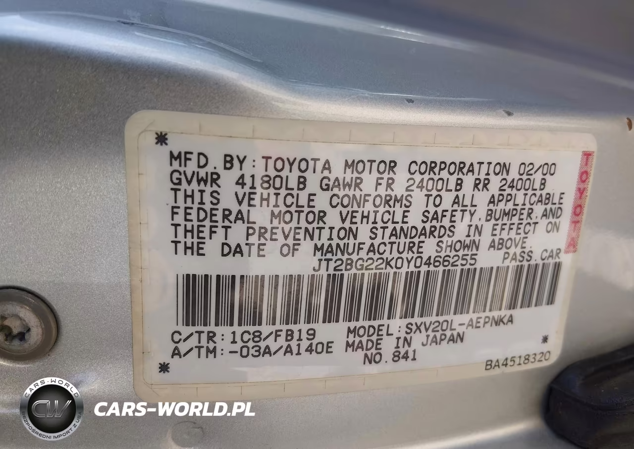 2000 Toyota Camry Le VIN:JT2BG22K0Y0466255 - 9