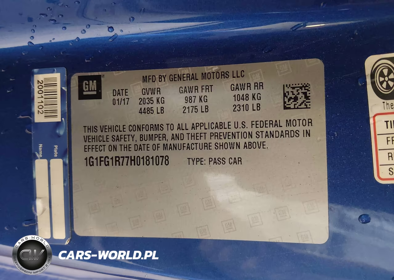 2017 Chevrolet Camaro 2Ss VIN:1G1FG1R77H0181078 - 9