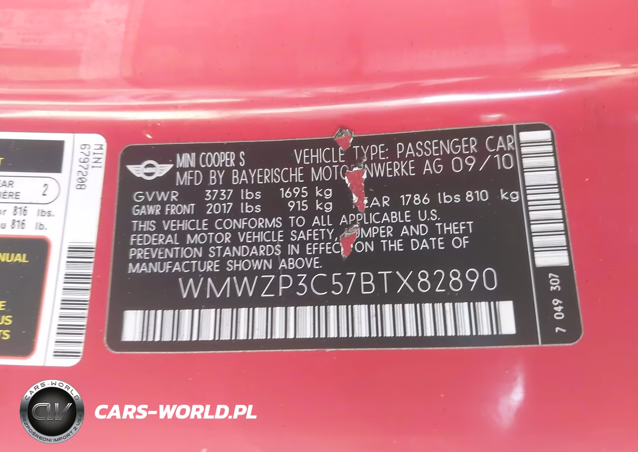 2011 Mini Cooper S VIN:WMWZP3C57BTX82890 - 9