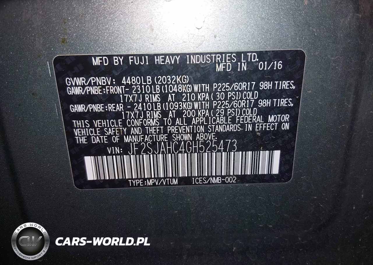 2016 Subaru Forester 2.5I Limited VIN:JF2SJAHC4GH525473 - 9