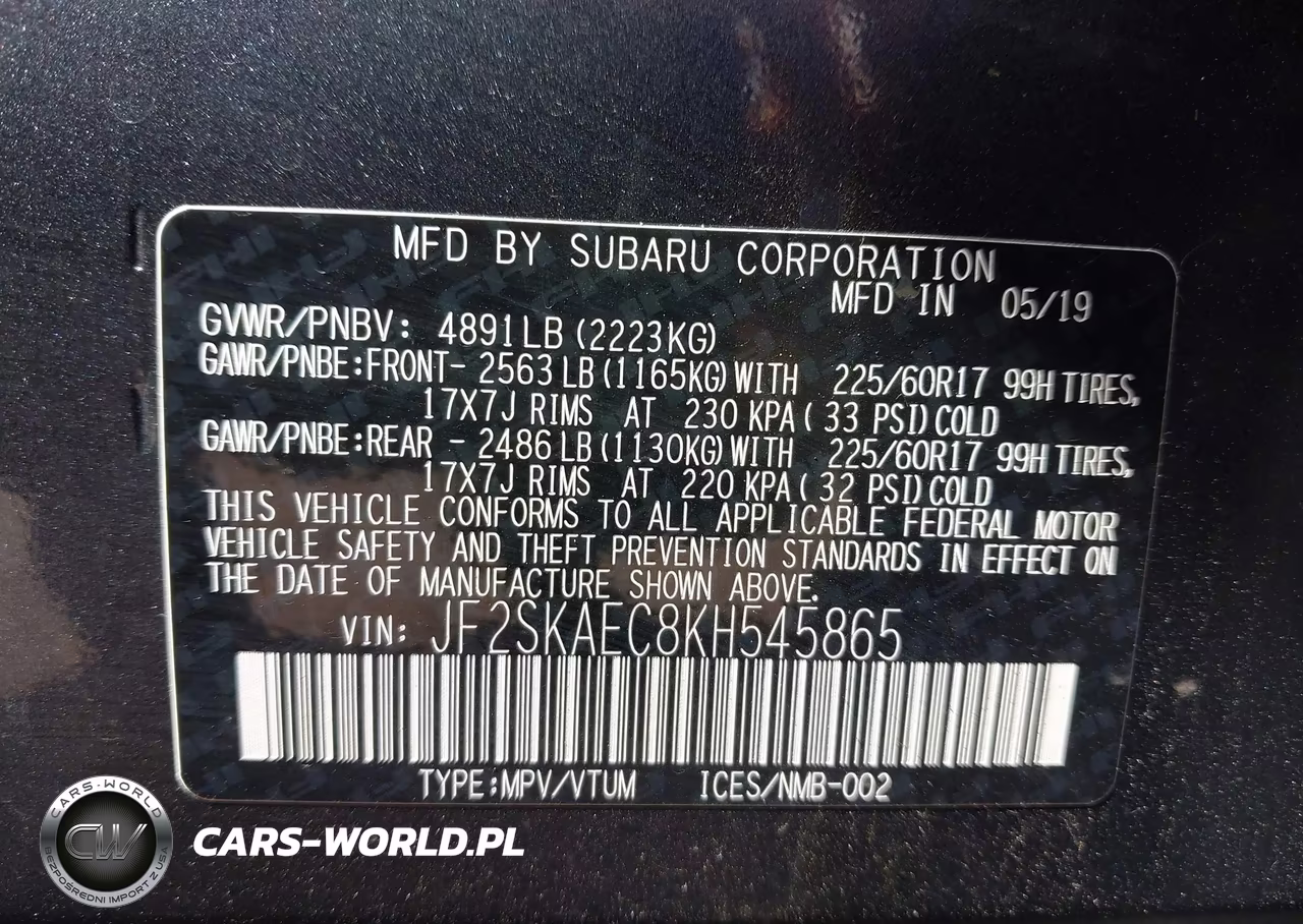 2019 Subaru Forester Premium VIN:JF2SKAEC8KH545865 - 9
