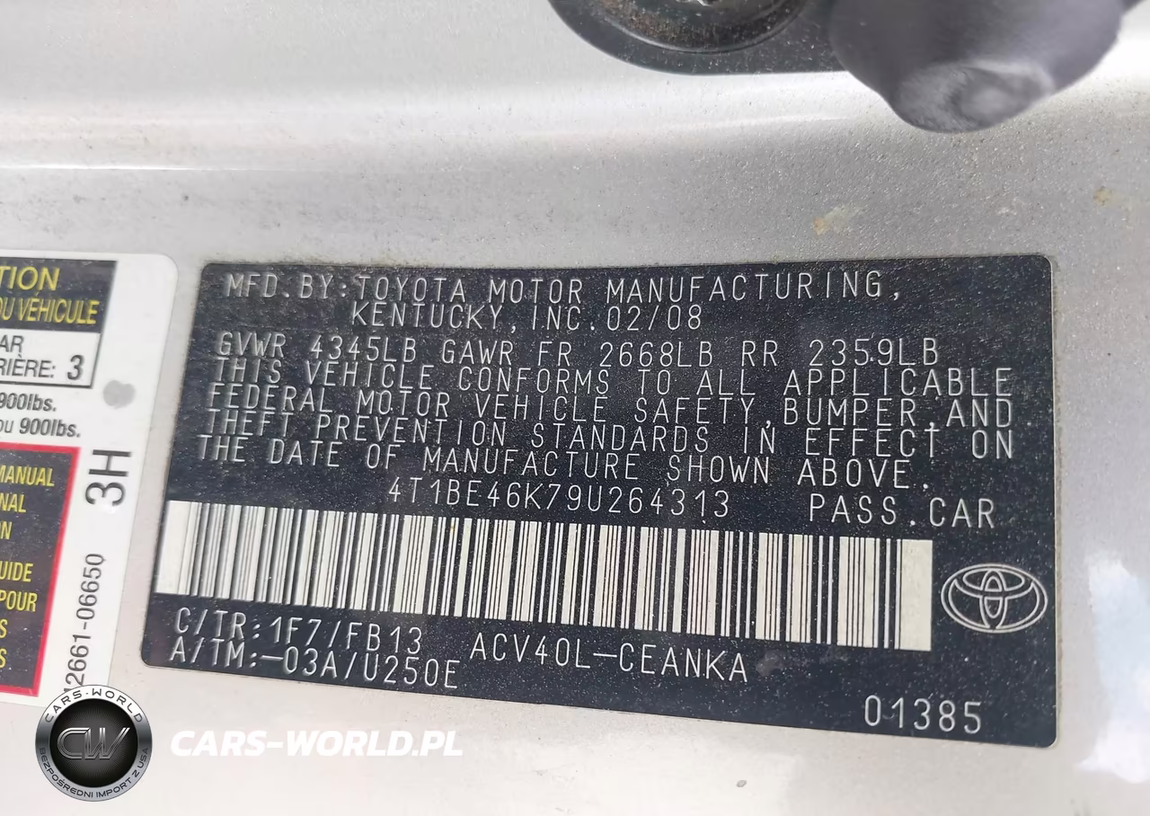 2009 Toyota Camry Le VIN:4T1BE46K79U264313 - 9