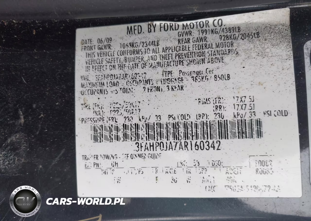 2010 Ford Fusion Sel VIN:3FAHP0JA7AR160342 - 9