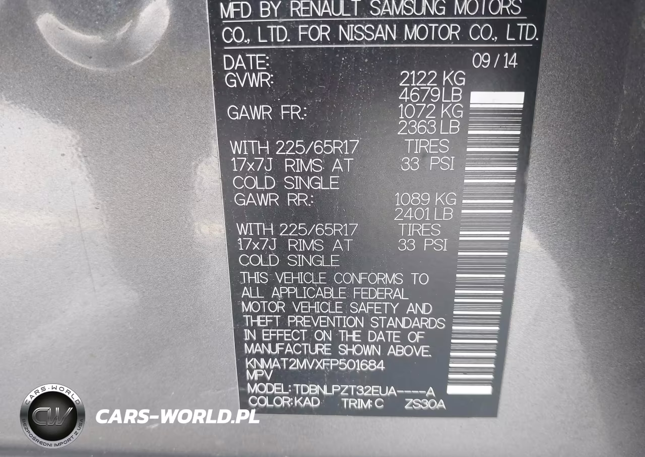 2015 Nissan Rogue S VIN:KNMAT2MVXFP501684 - 9