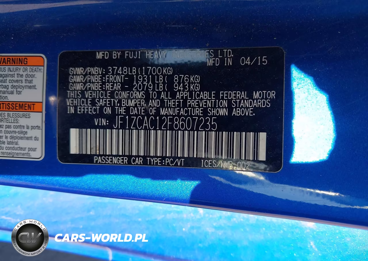 2015 Subaru Brz Limited VIN:JF1ZCAC12F8607235 - 9