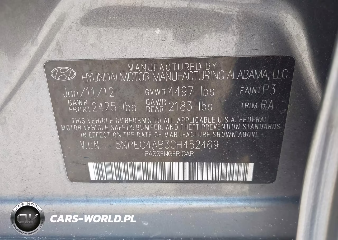 2012 Hyundai Sonata Se 2.0T VIN:5NPEC4AB3CH452469 - 9