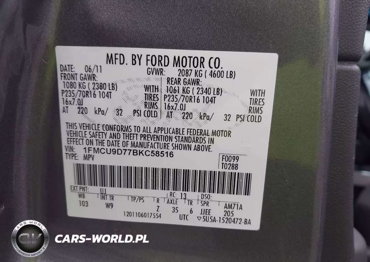 2011 Ford Escape Xlt VIN:1FMCU9D77BKC58516 - 9