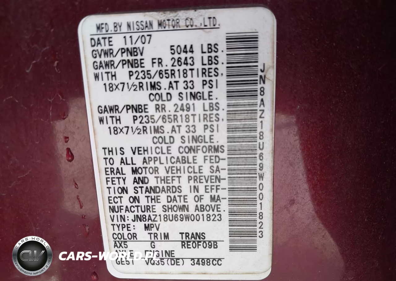2009 Nissan Murano Sl VIN:JN8AZ18U69W001823 - 9