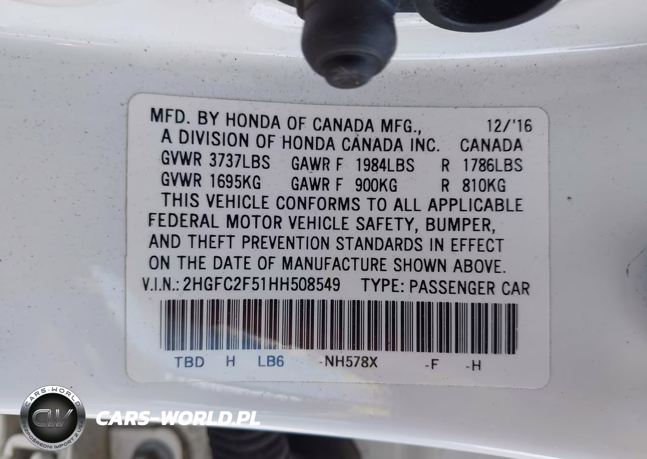 2017 Honda Civic Lx VIN:2HGFC2F51HH508549 - 9
