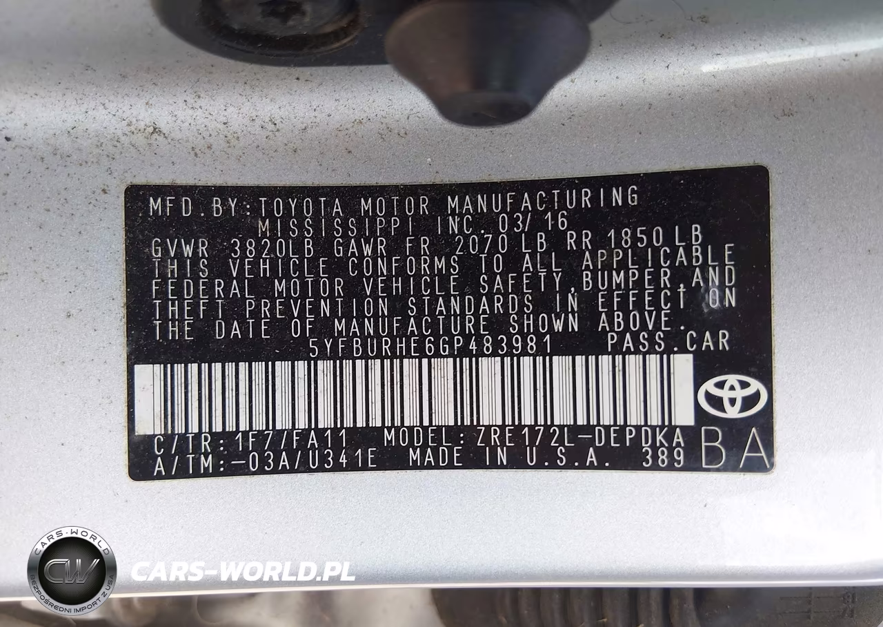 2016 Toyota Corolla L VIN:5YFBURHE6GP483981 - 9
