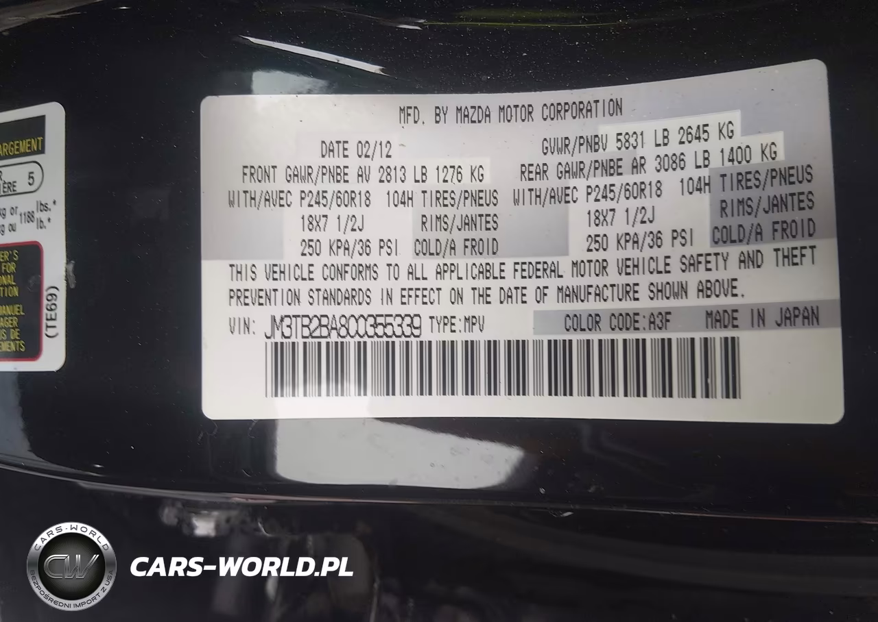 2012 Mazda Cx-9 Sport VIN:JM3TB2BA8C0355339 - 9