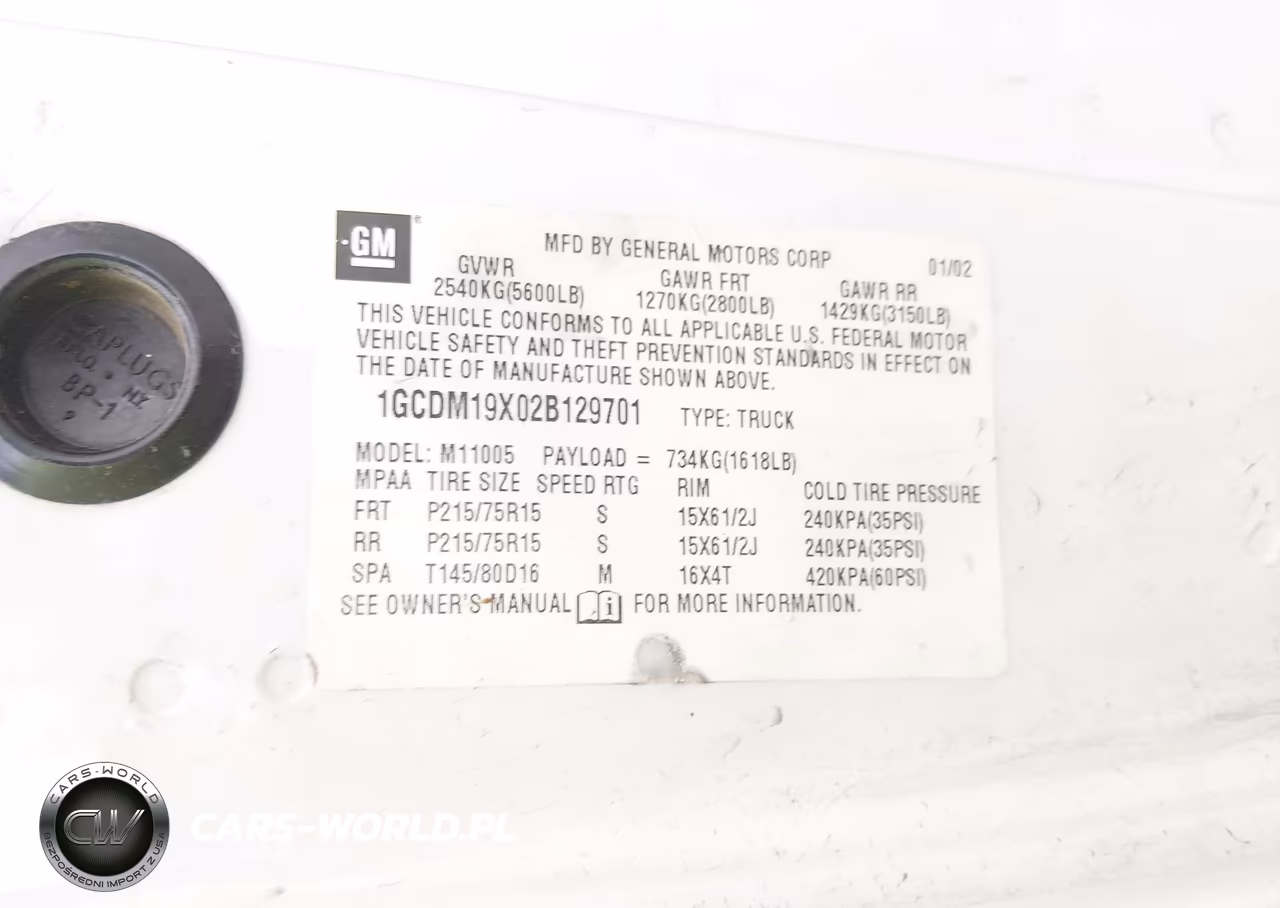 2002 Chevrolet Astro VIN:1GCDM19X02B129701 - 9