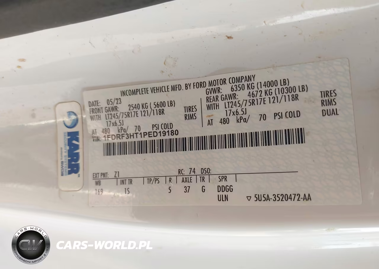 2023 Ford F-350 Chassis Xl VIN:1FDRF3HT1PED19180 - 9