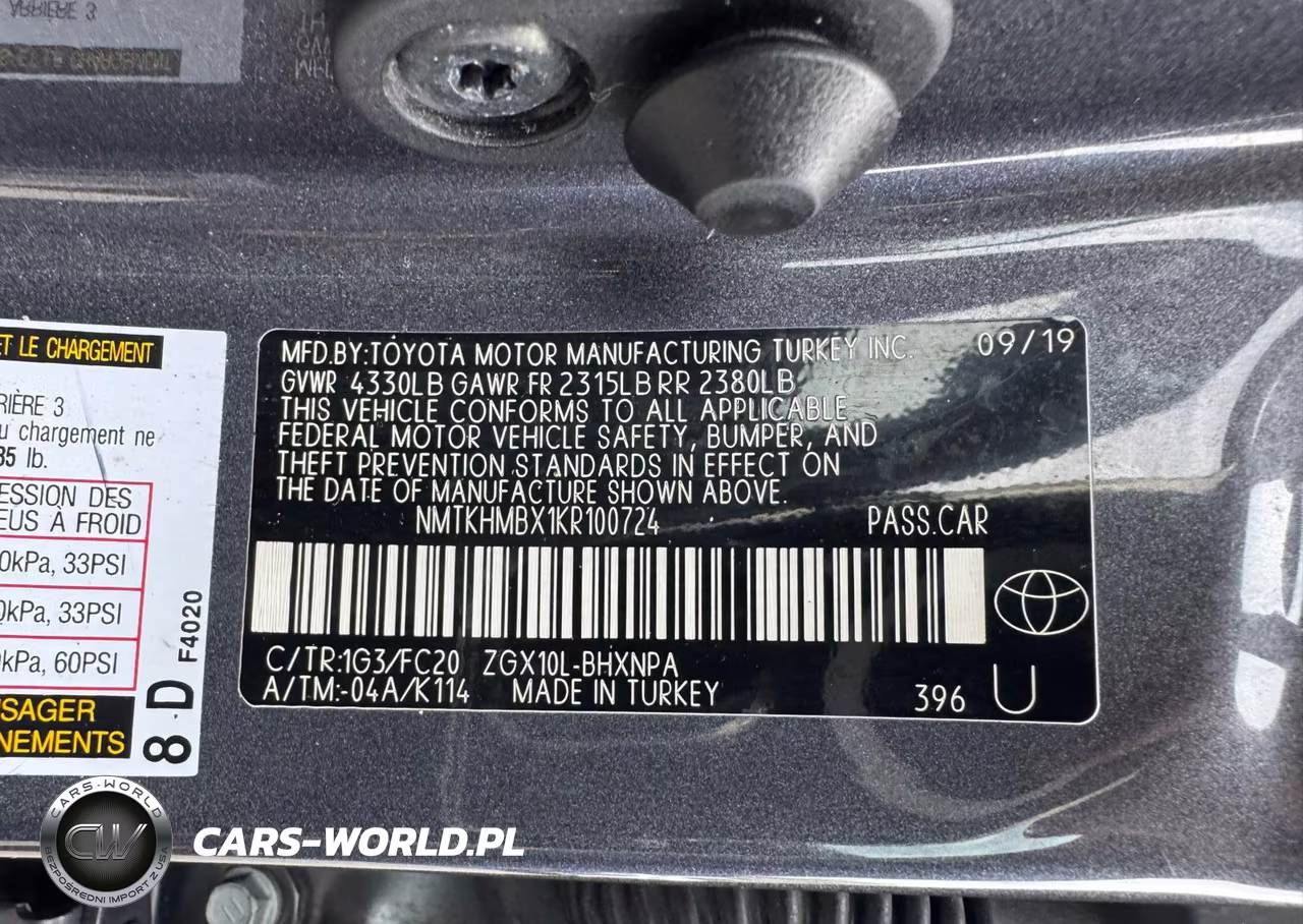 2019 Toyota C-Hr Le VIN:NMTKHMBX1KR100724 - 9
