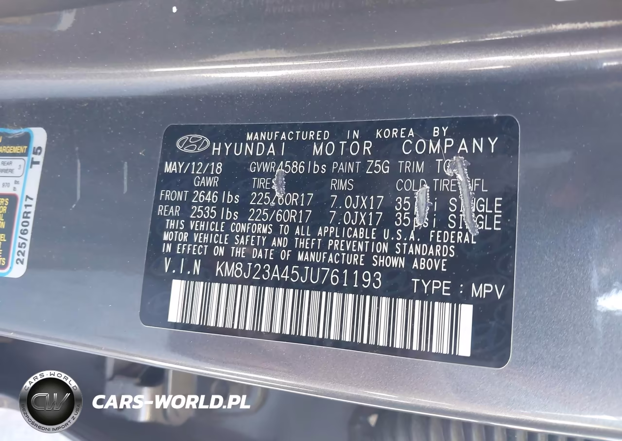 2018 Hyundai Tucson Se VIN:KM8J23A45JU761193 - 9