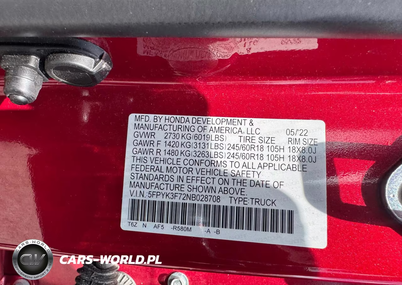 2022 Honda Ridgeline Rtl VIN:5FPYK3F72NB028708 - 9