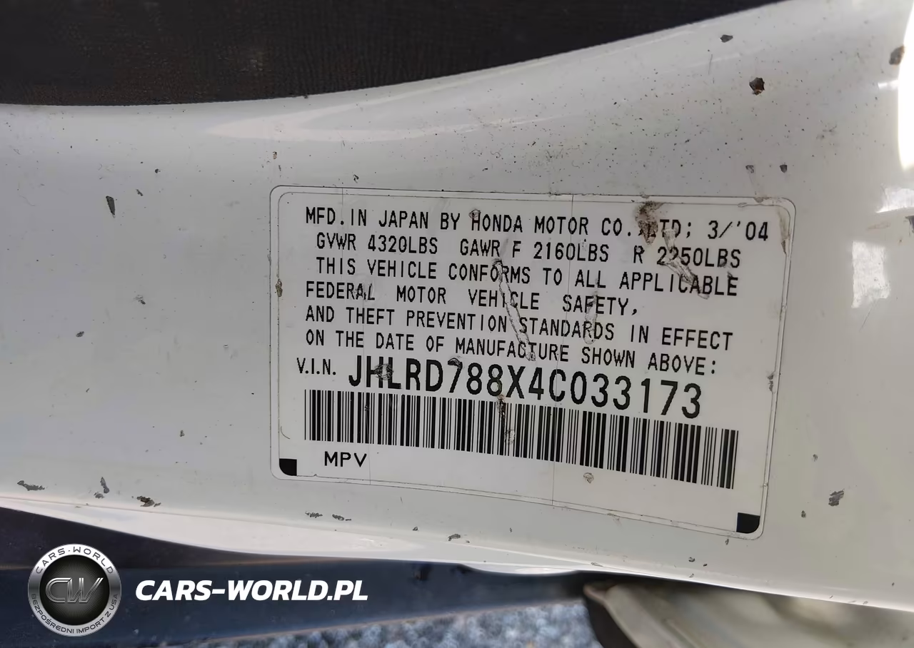 2004 Honda Cr-V Ex VIN:JHLRD788X4C033173 - 9