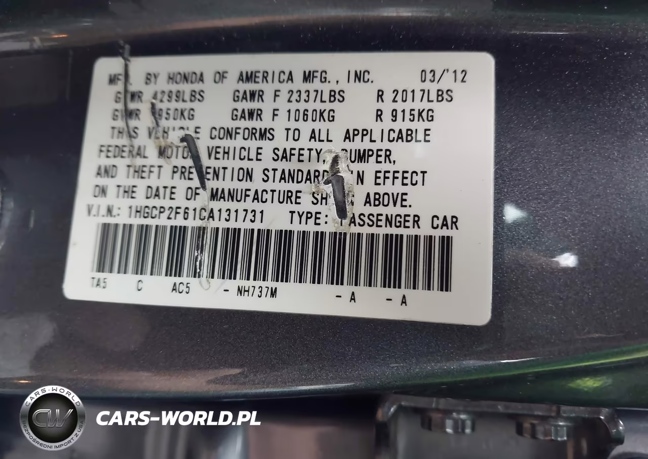 2012 Honda Accord 2.4 Se VIN:1HGCP2F61CA131731 - 9