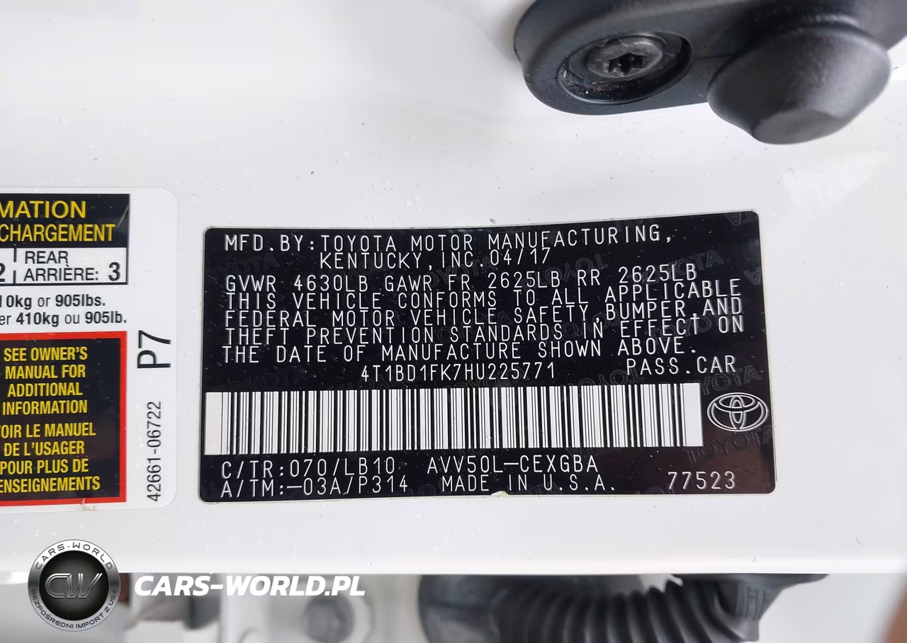 2017 Toyota Camry Hybrid Xle VIN:4T1BD1FK7HU225771 - 9