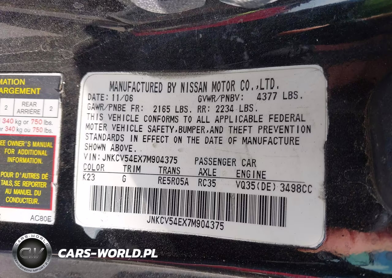 2007 Infiniti G35 VIN:JNKCV54EX7M904375 - 9