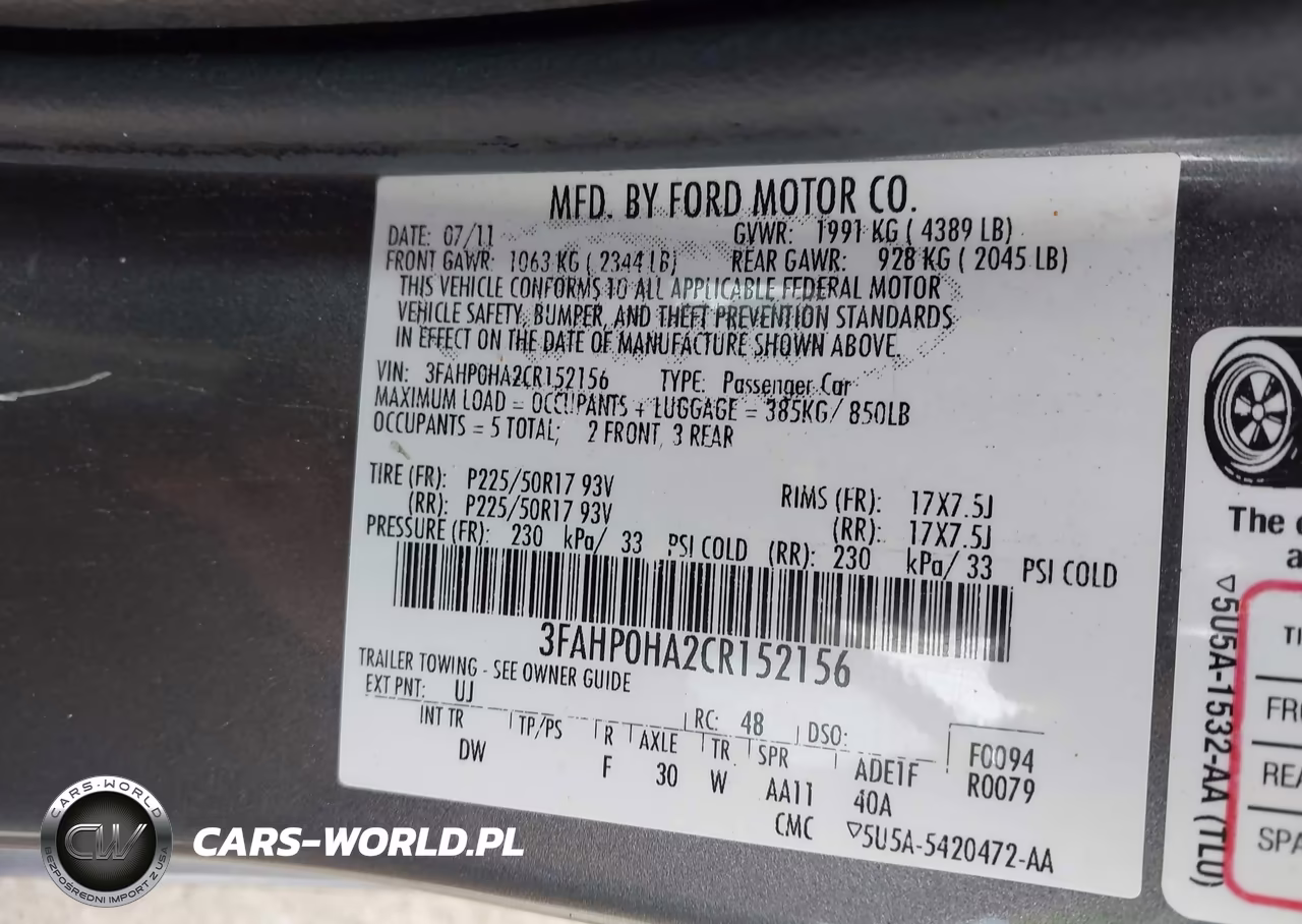 2012 Ford Fusion Se VIN:3FAHP0HA2CR152156 - 9