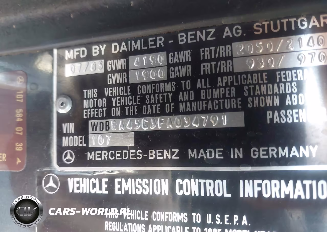 1985 Mercedes-Benz 380 Sl VIN:WDBBA45C3FA034791 - 9