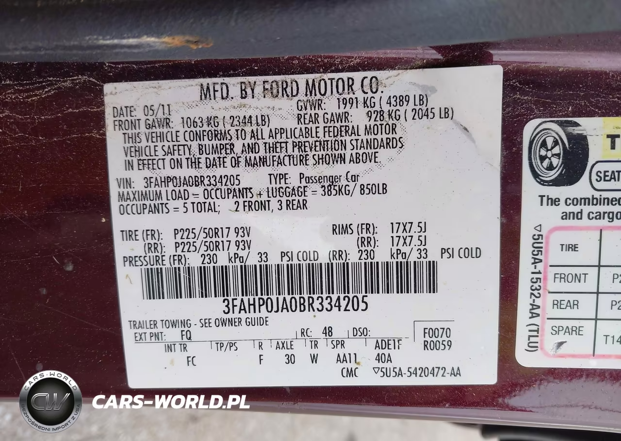 2011 Ford Fusion Sel VIN:3FAHP0JA0BR334205 - 9