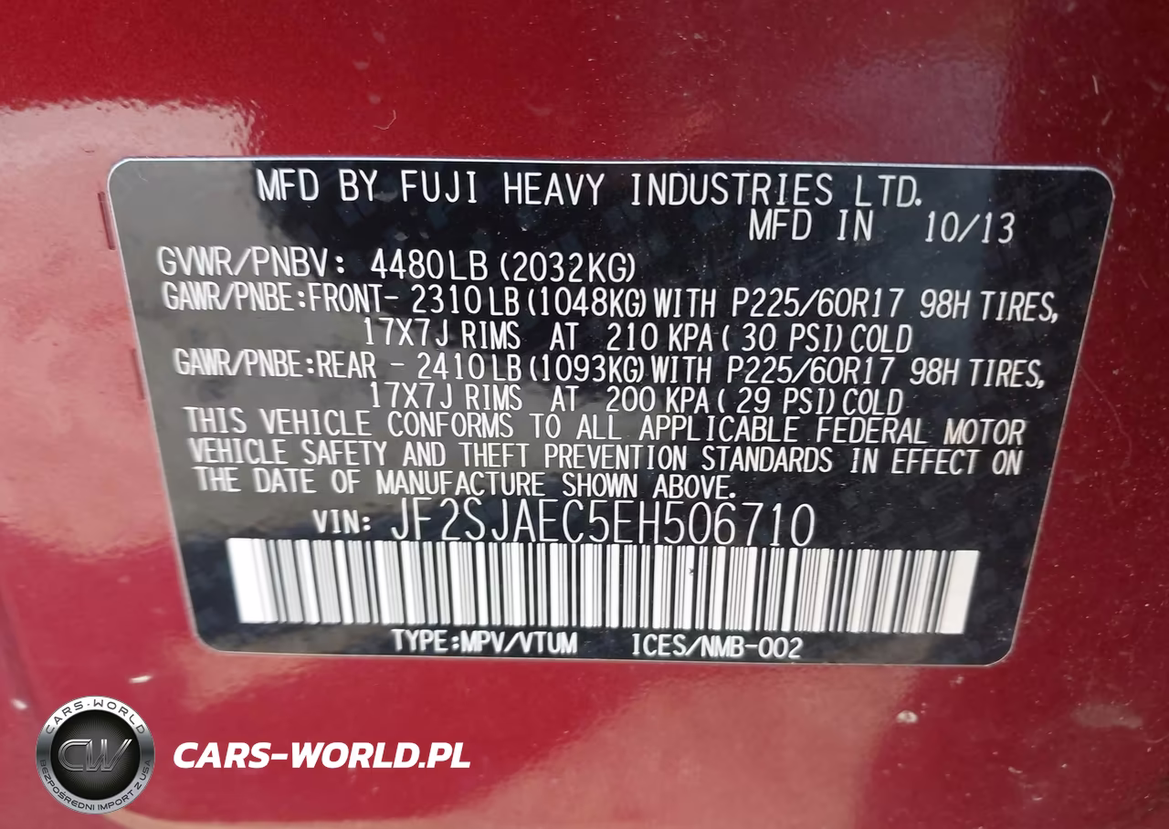2014 Subaru Forester 2.5I Premium VIN:JF2SJAEC5EH506710 - 9