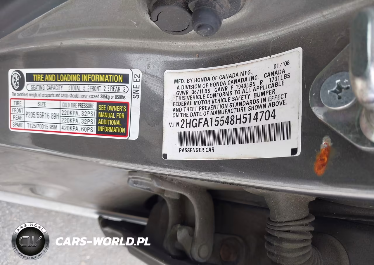 2008 Honda Civic Lx VIN:2HGFA15548H514704 - 9