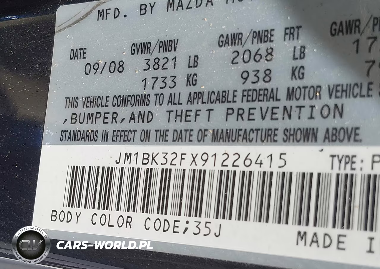 2009 Mazda Mazda3 I VIN:JM1BK32FX91226415 - 9