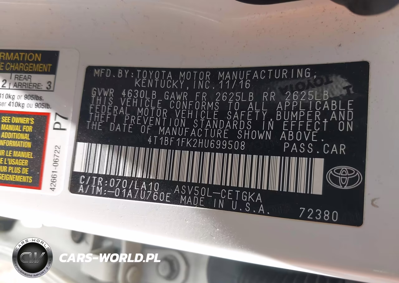 2017 Toyota Camry Xle VIN:4T1BF1FK2HU699508 - 9