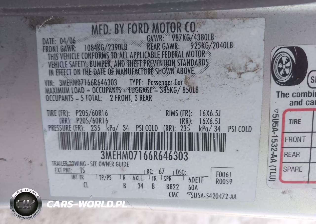 2006 Mercury Milan V6 VIN:3MEHM07166R646303 - 9
