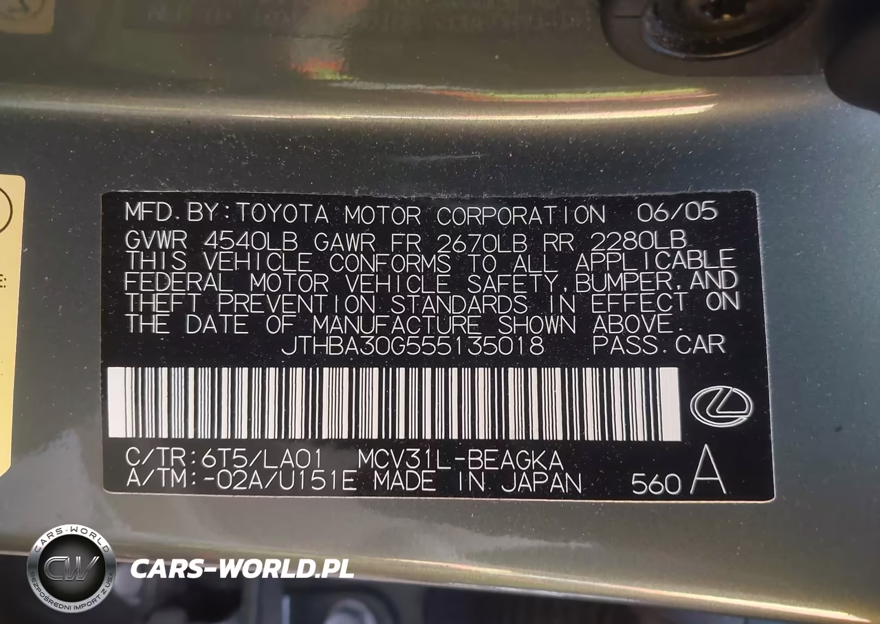 2005 Lexus Es 330 VIN:JTHBA30G555135018 - 9
