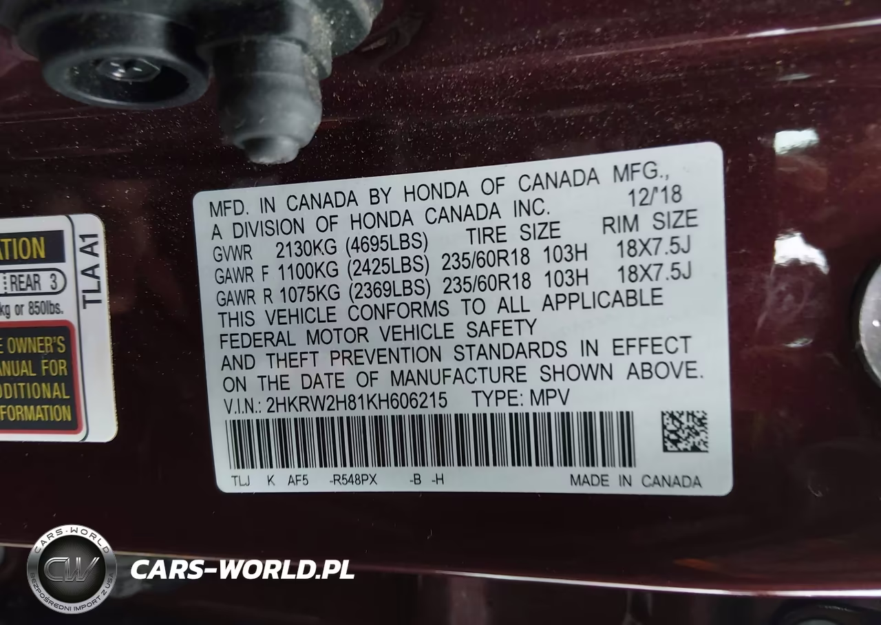 2019 Honda Cr-V Ex-L VIN:2HKRW2H81KH606215 - 9