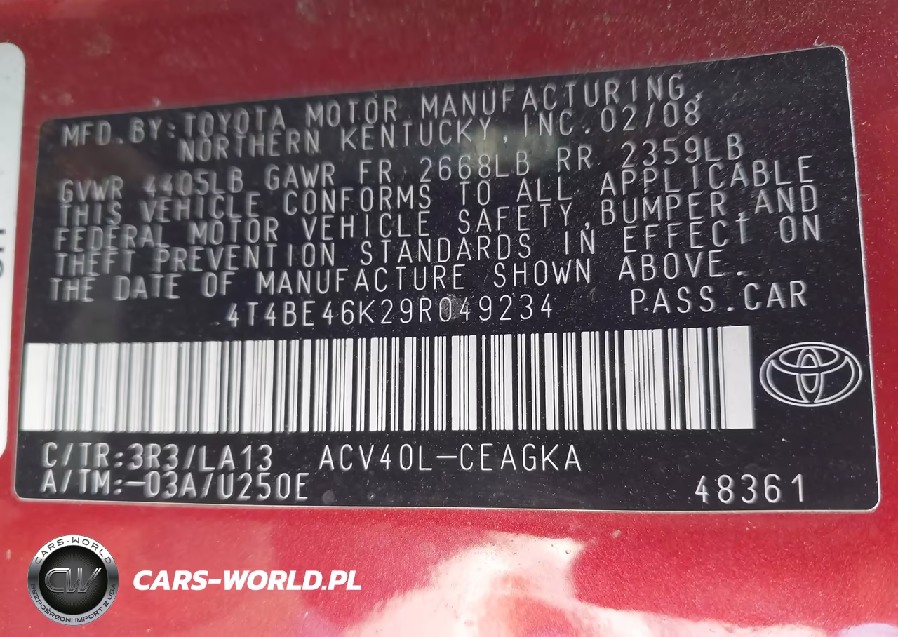 2009 Toyota Camry Xle VIN:4T4BE46K29R049234 - 9