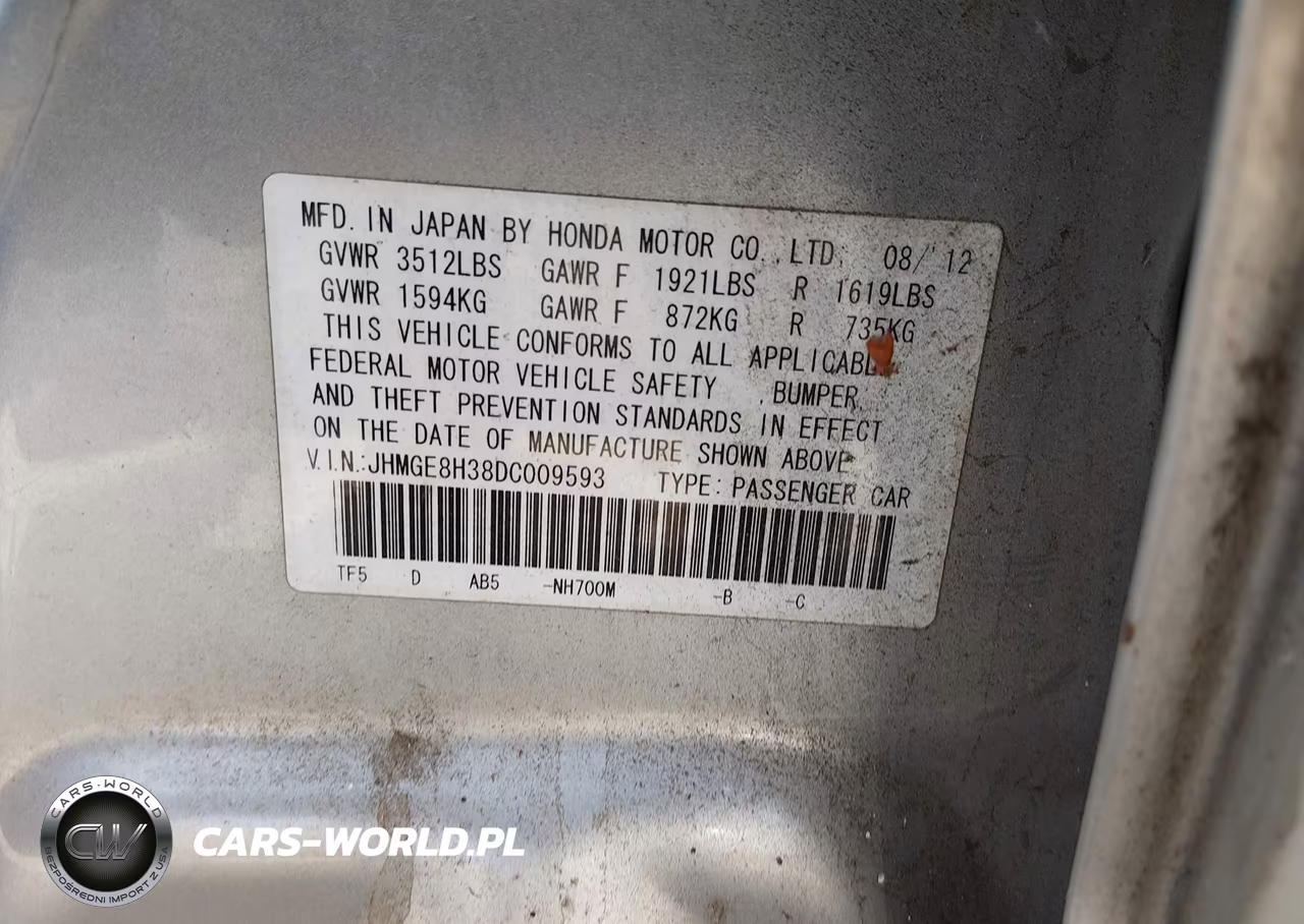 2013 Honda Fit VIN:JHMGE8H38DC009593 - 9