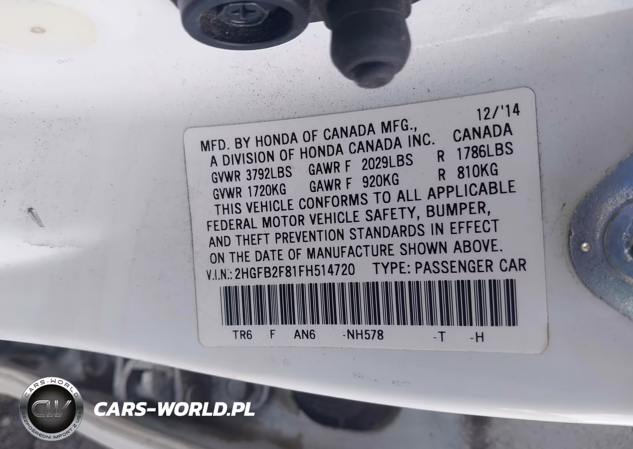 2015 Honda Civic Ex VIN:2HGFB2F81FH514720 - 9