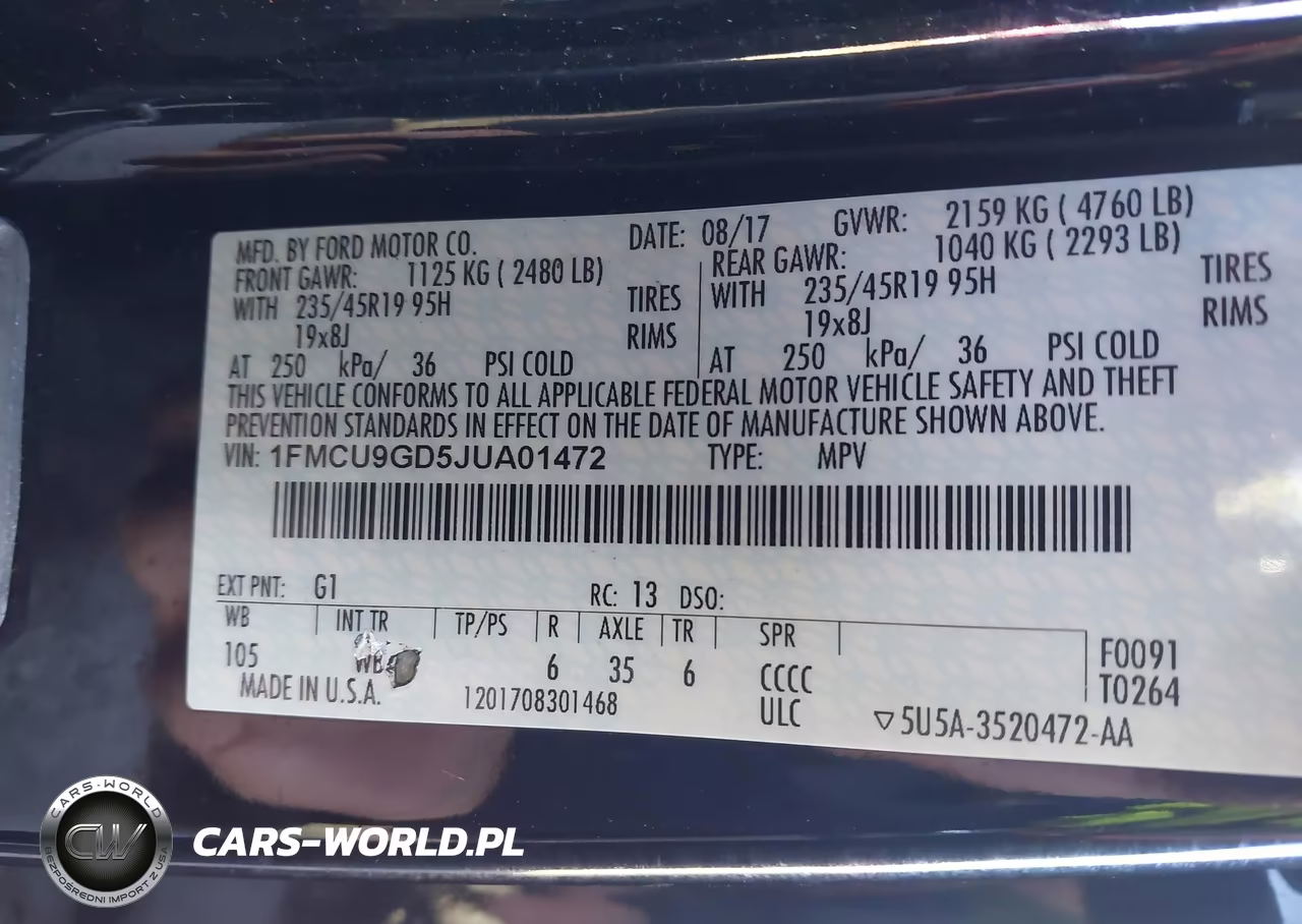 2018 Ford Escape Se VIN:1FMCU9GD5JUA01472 - 9
